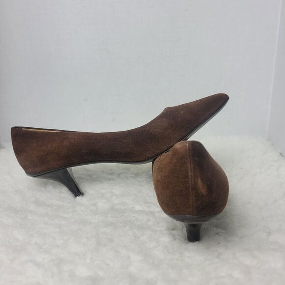 Salvatore Ferragamo Tanna Women's  Shoes Size 8 Brown Suede Kitten Heel - Picture 5 of 12